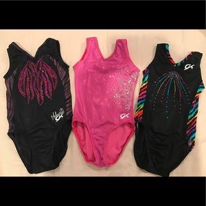 Girls gymnastics GK leotards, size Child Medium.